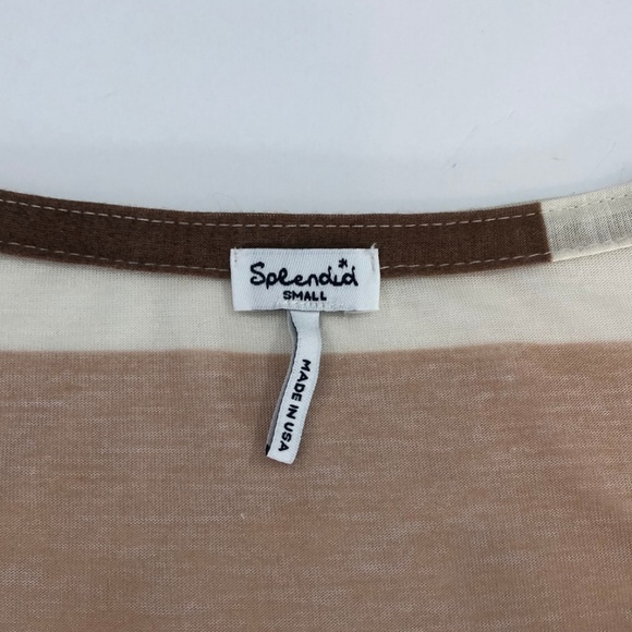 SPLENDID 3/4 Sleeve Striped Button V-Neck Top S - Picture 2 of 7